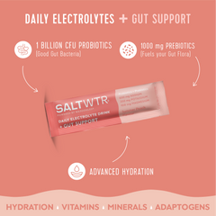 SaltWTR Daily Electrolytes - Summer Peach | Gut Support - Month Supply