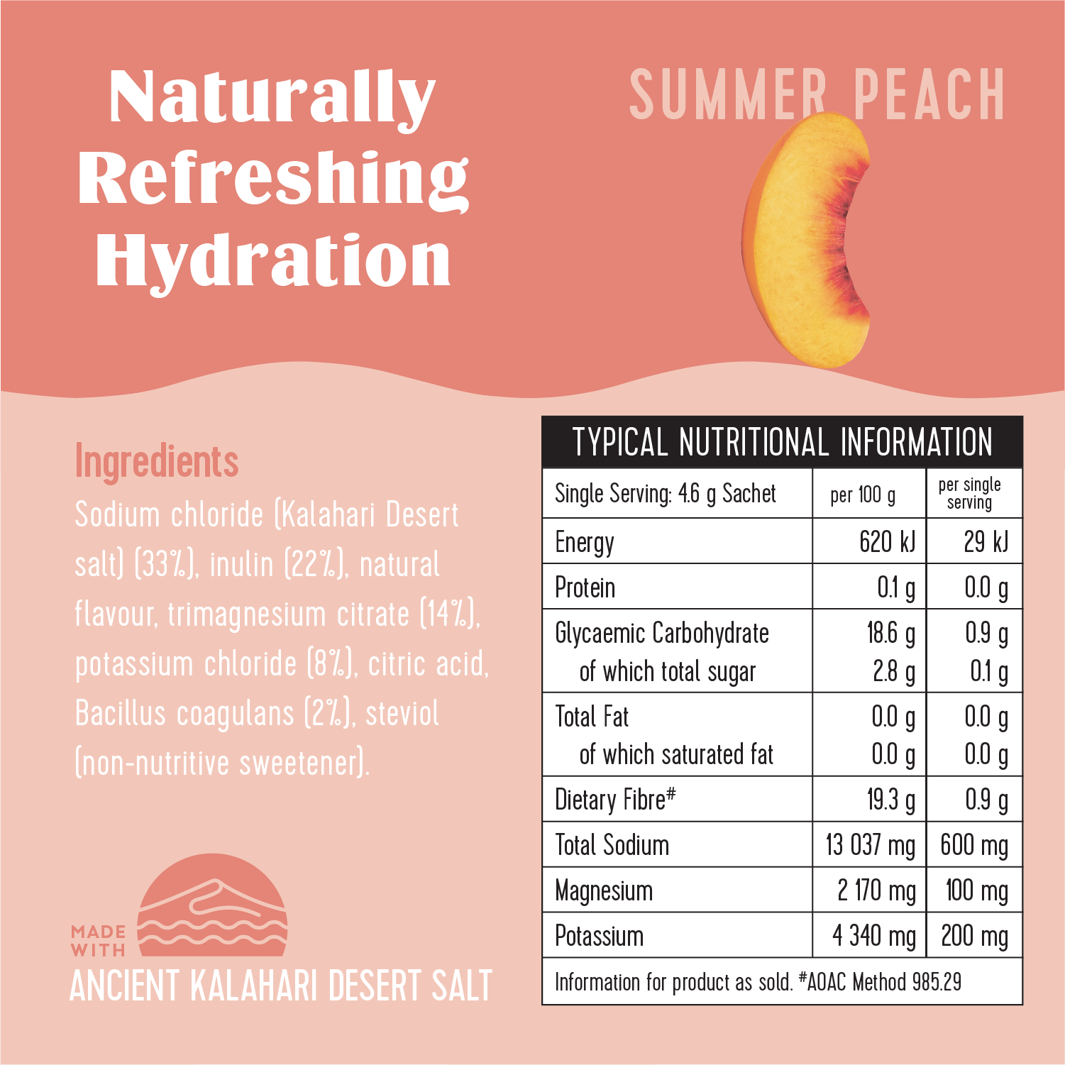 SaltWTR Daily Electrolytes - Summer Peach | Gut Support - Month Supply