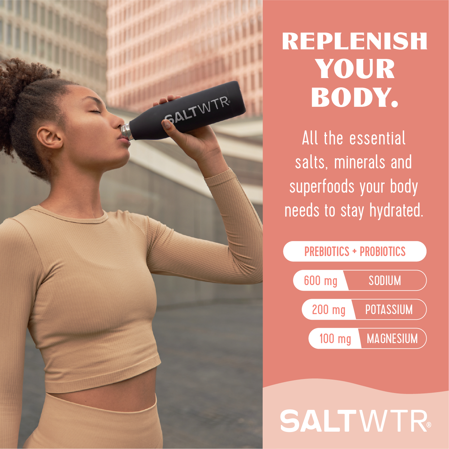 SaltWTR Daily Electrolytes - Summer Peach | Gut Support - Month Supply