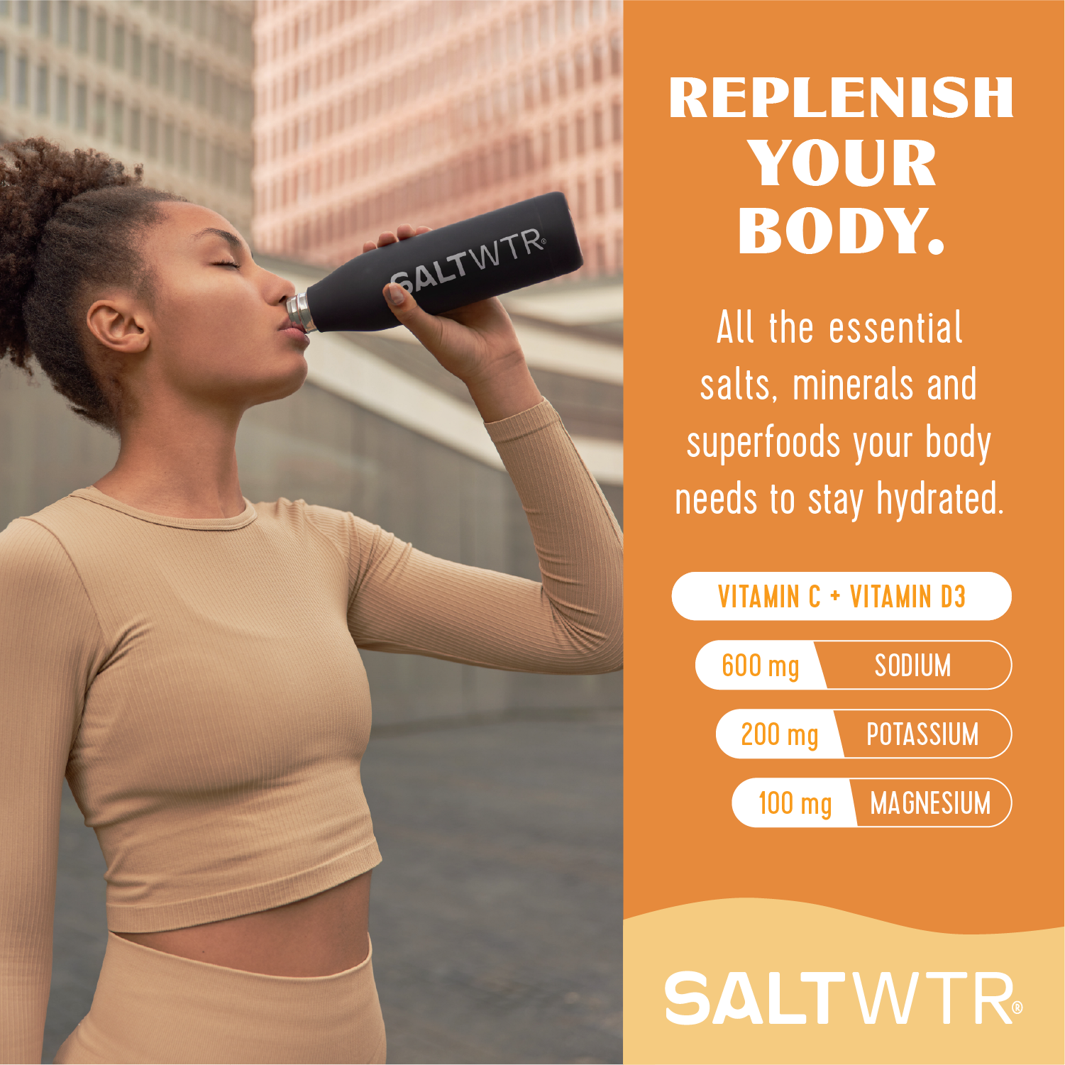 SaltWTR Daily Electrolytes - Wild Orange | Immune Support - Month Supply
