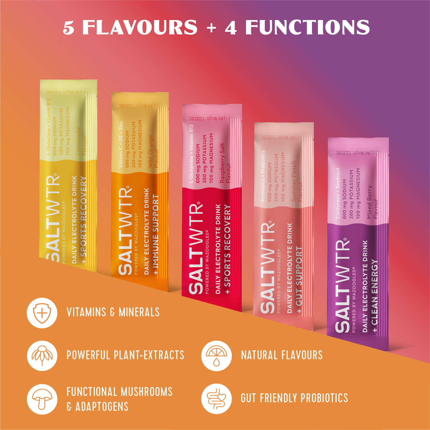 SaltWTR Daily Electrolytes - Wild Orange | Immune Support - Month Supply